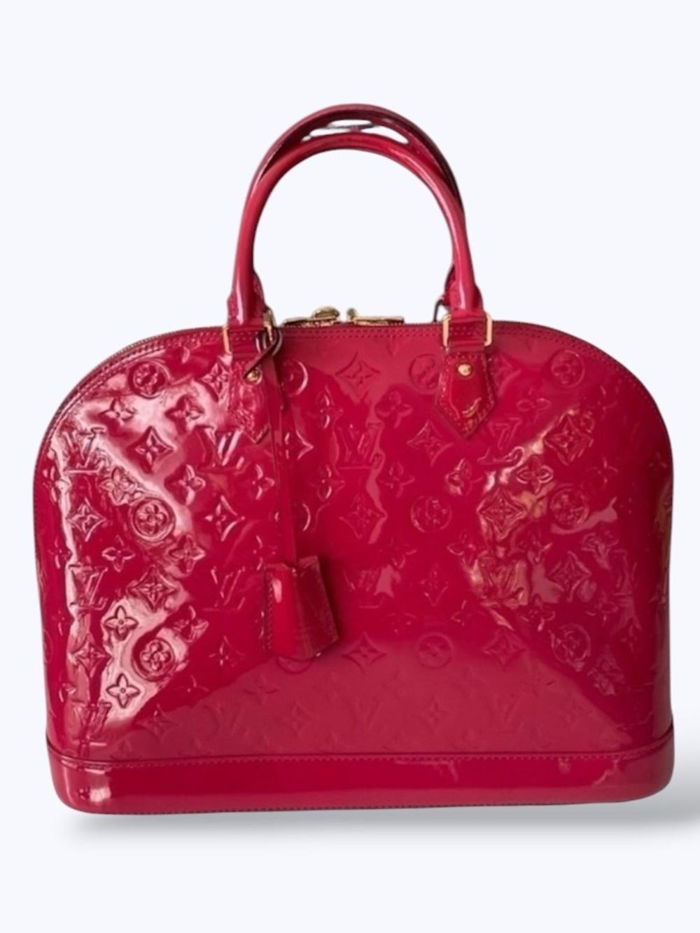 Louis Vuitton Pink Rose Indian Raspberry Leather Monogram Vernis Alma GM